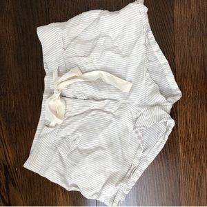 Aritzia striped linen shorts with tie